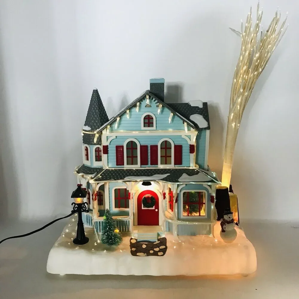 Vintage Avon 2001 Holiday Splendor Lighted Fiber Optic House Color Changing New!